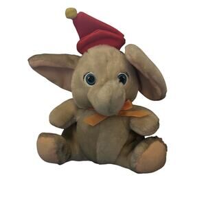 Knickerbocker Dumbo Disney Vintage Plush sitting Tag red hat-NWOT